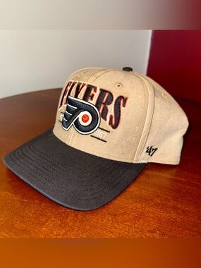 ‘47 Brand Philadelphia Flyers Vintage Hockey Tan Khaki Adjustable SnapBack Hat